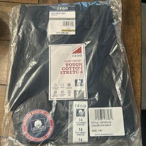 Boys navy blue IZOD flat front stretch dress pants